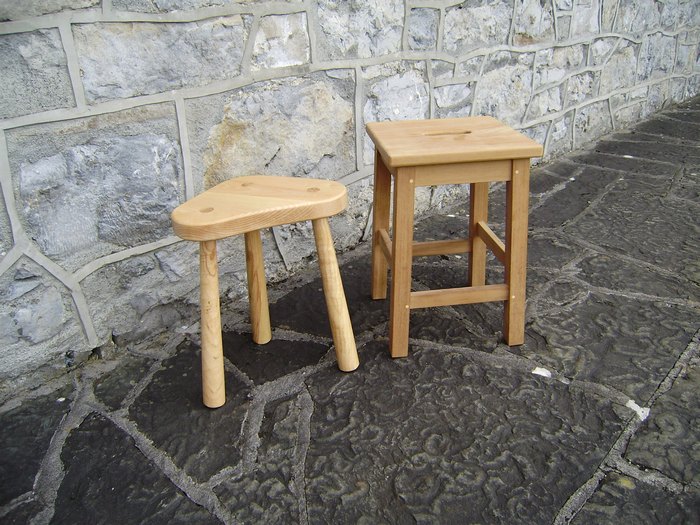 Milking stool & 18''wood stool.JPG